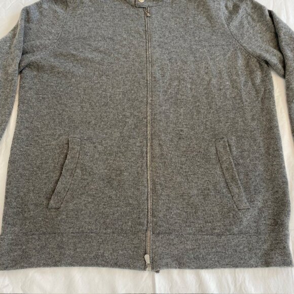 BRUNELLO CUCINELLI Gray Cashmere Full Zip Cardigan Sweater Jacket XL - Picture 6 of 16